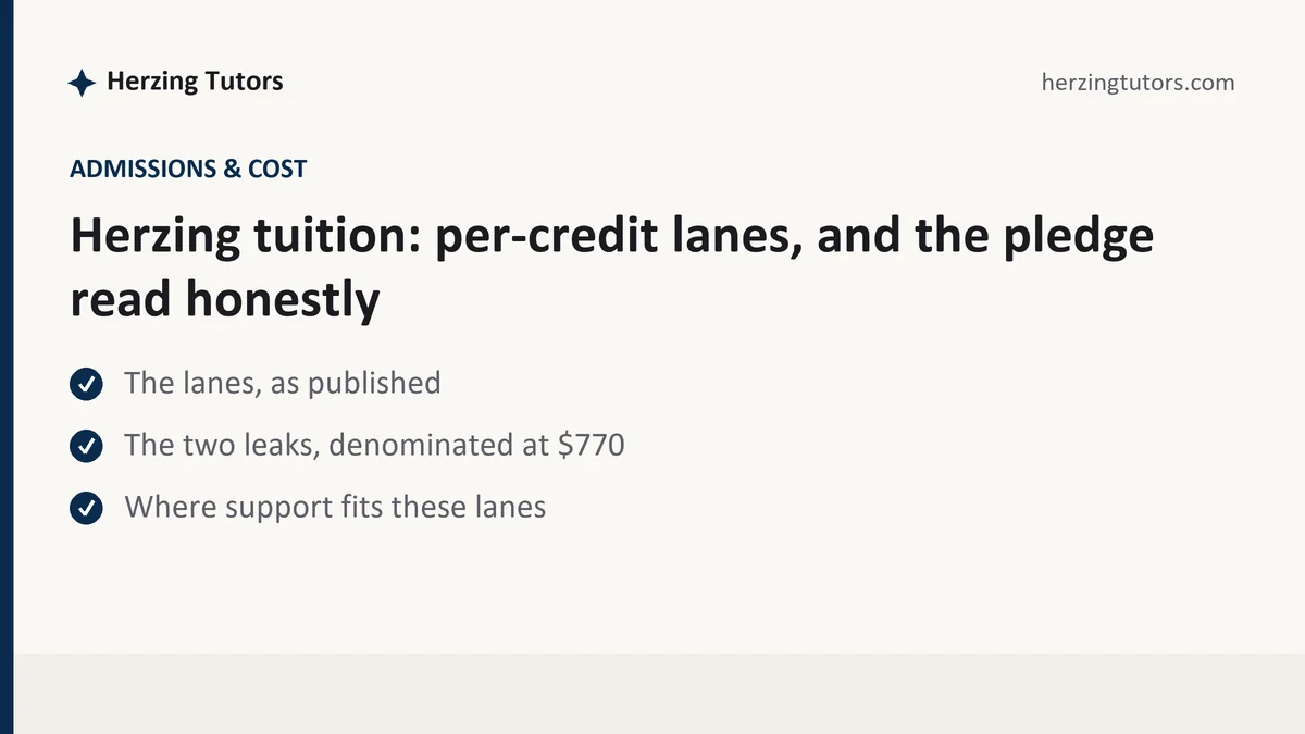 Herzing tuition: per-credit lanes, and the pledge read honestly, a Herzing student guide, from Herzing Tutors